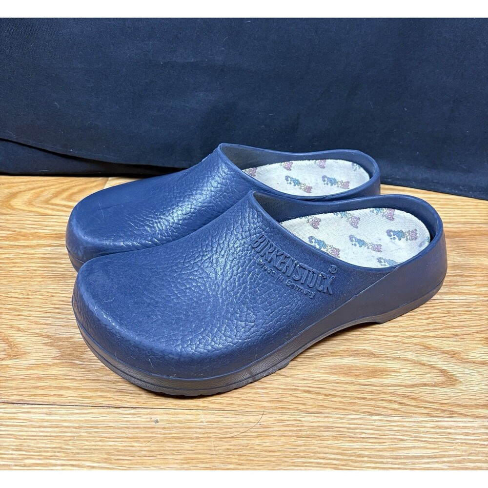 Birkenstock Ges Gesch Clogs M10 43 Dark Blue Garden Slip On Mules w/ cork insert